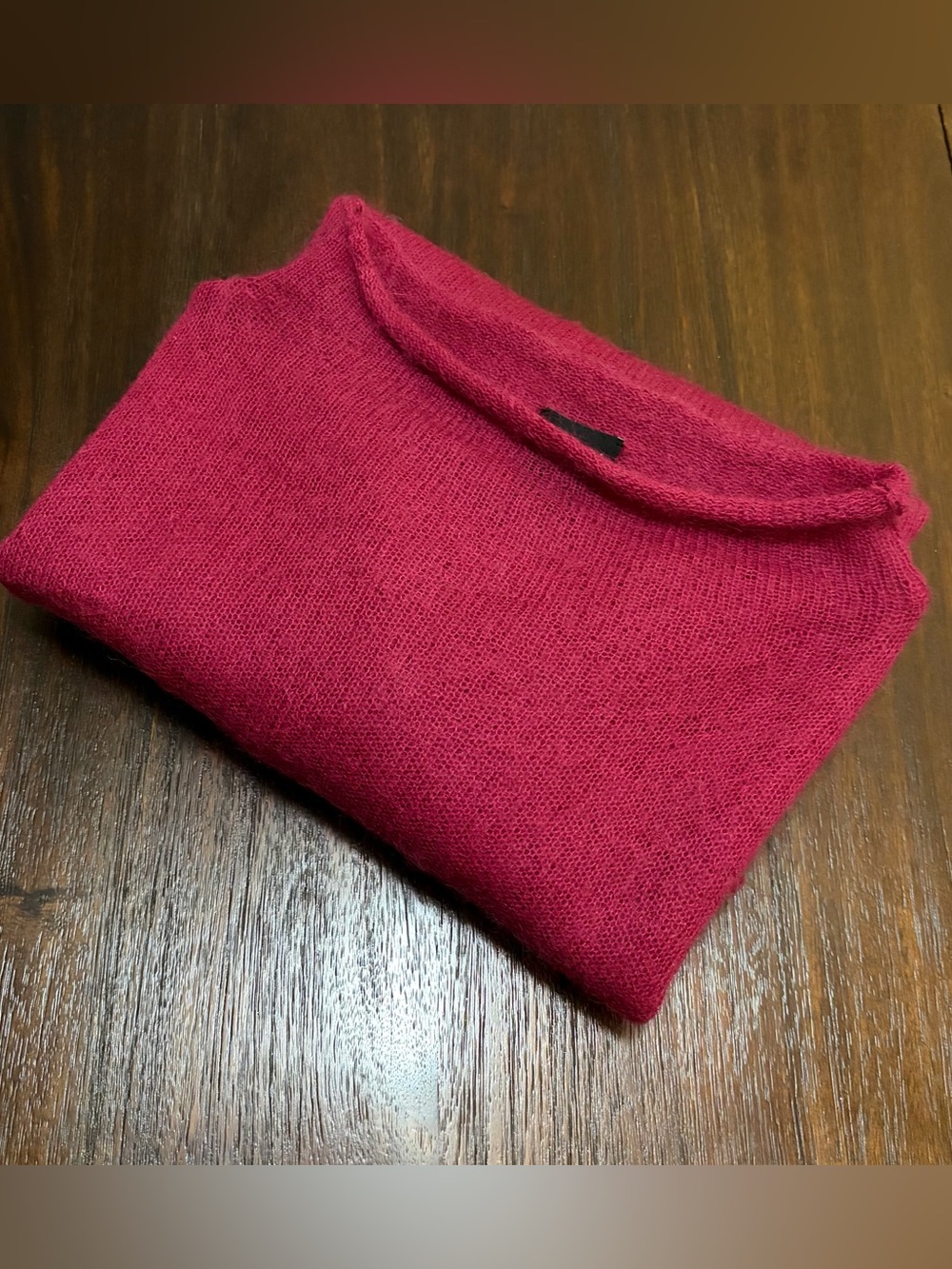 Eileen Fisher Kid Mohair Boxy Sweater Roll Neck Berry Red - Picture 12 of 12